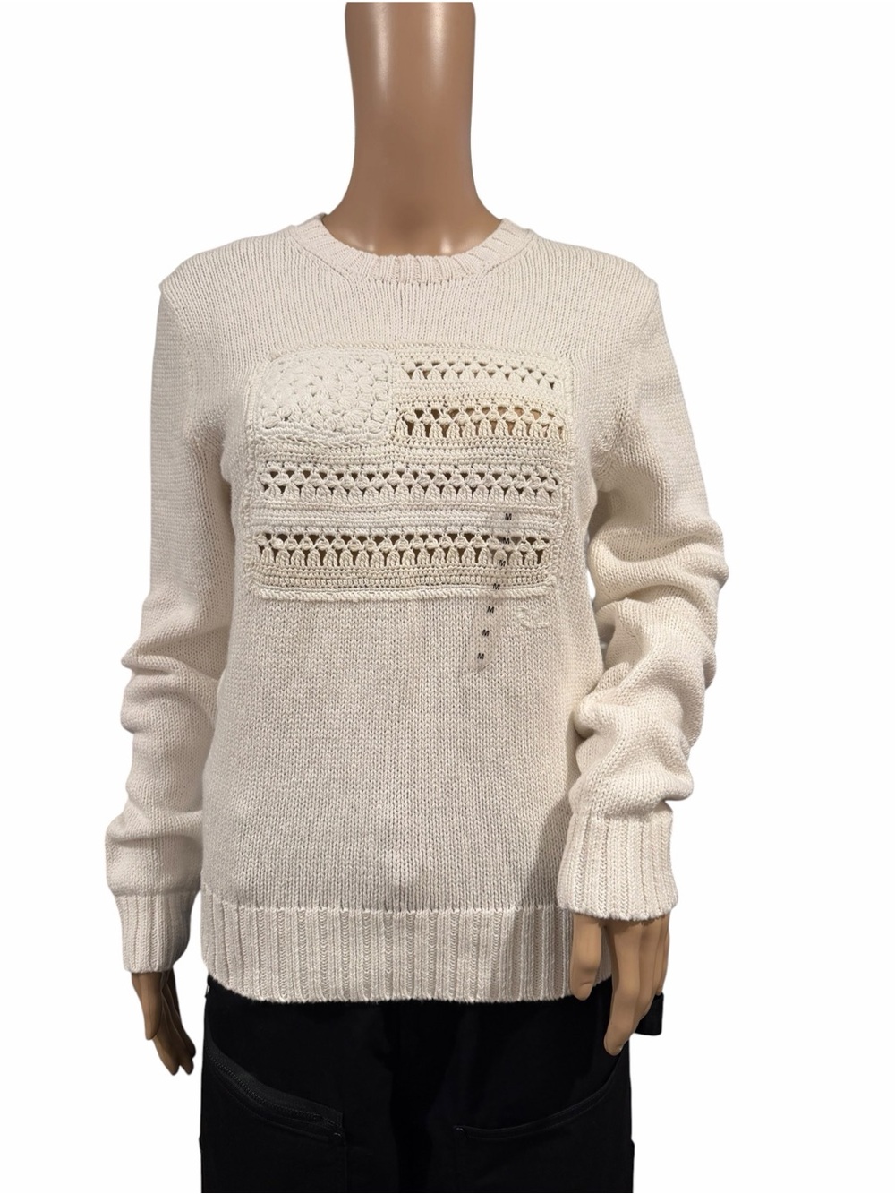 Polo Ralph Lauren white crochet American flag sweater size M